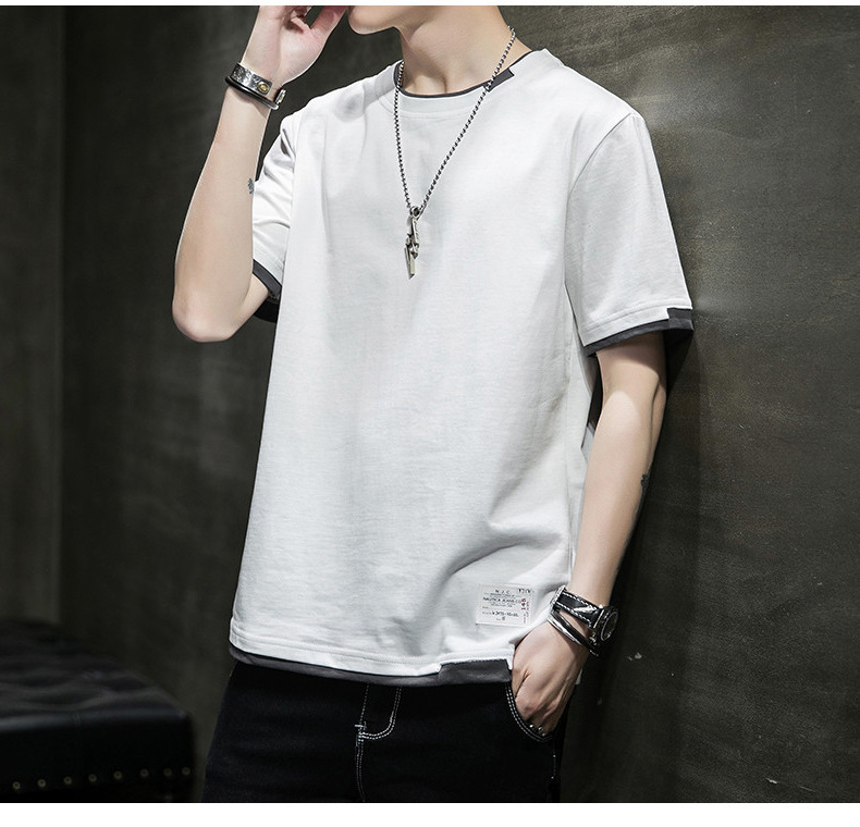 Short-sleeved T-shirt for men, Korean style, summer loose cotton T-shirt, cross-border new style, student bottom layer, half-sleeved shirt pic 17