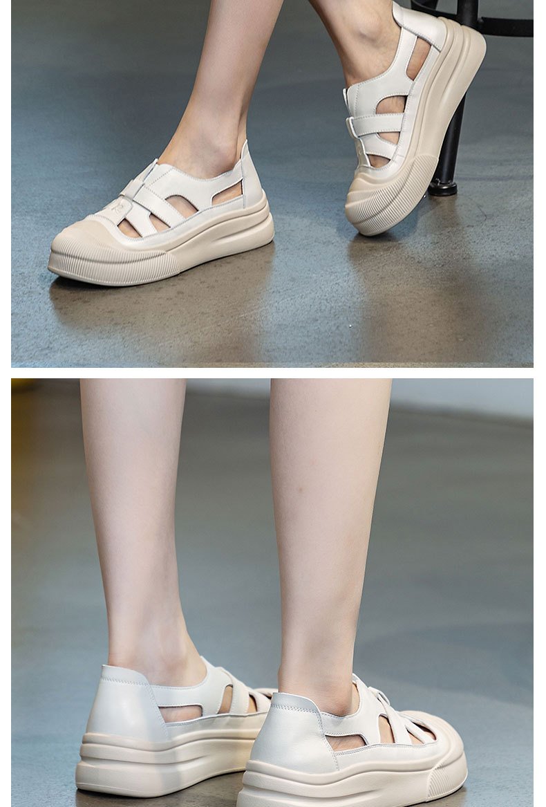 2024年夏季新款厚底凉鞋头层牛皮女士休闲运动风舒适百搭套鞋详情13