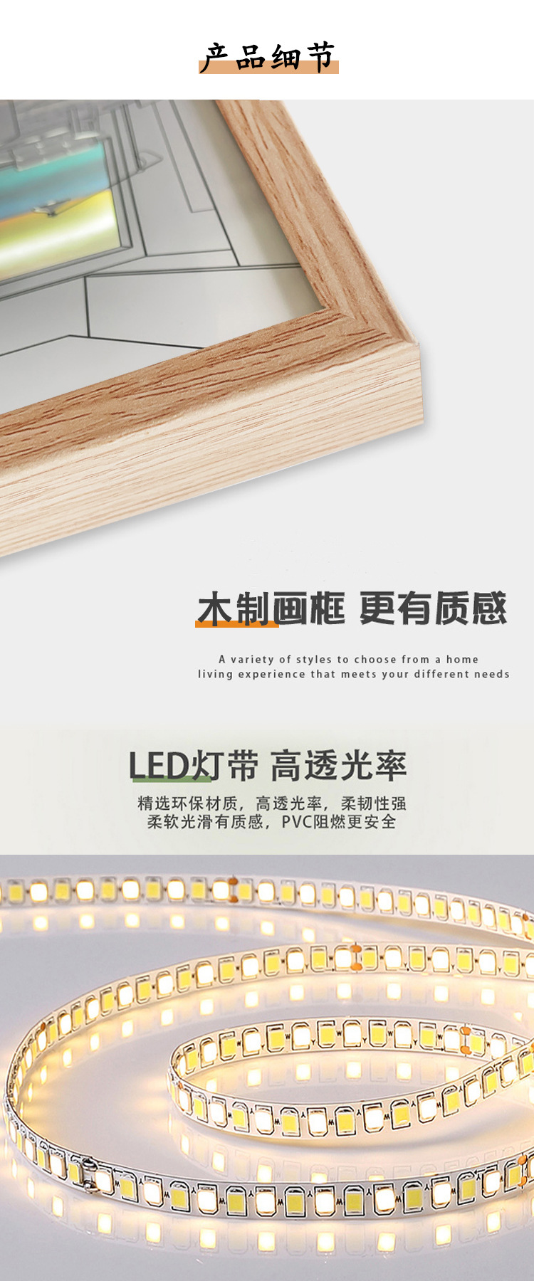 diy light painting outer frame, photo frame, wooden decorative items, hollow detachable picture frame, creative three-dimensional frame, factory stock wholesale pic 19