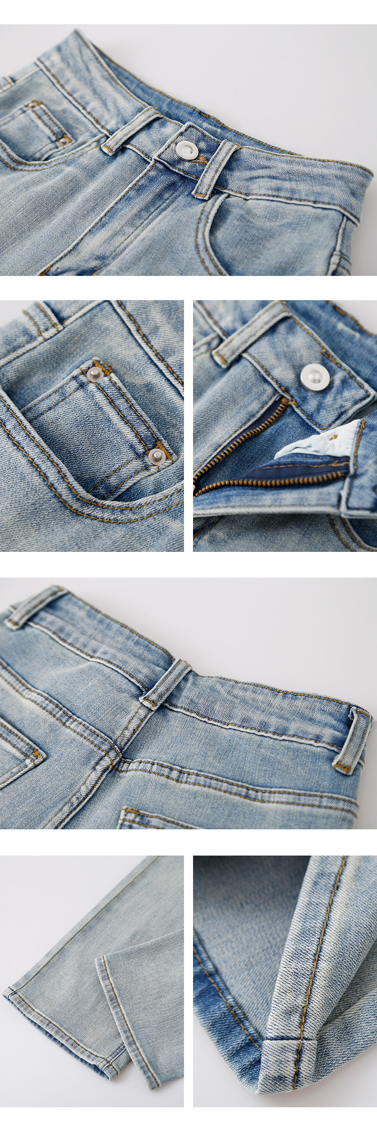 Korean chic washed cotton jeans for women 2023 summer new style narrow stretch wide-leg pants pic 35