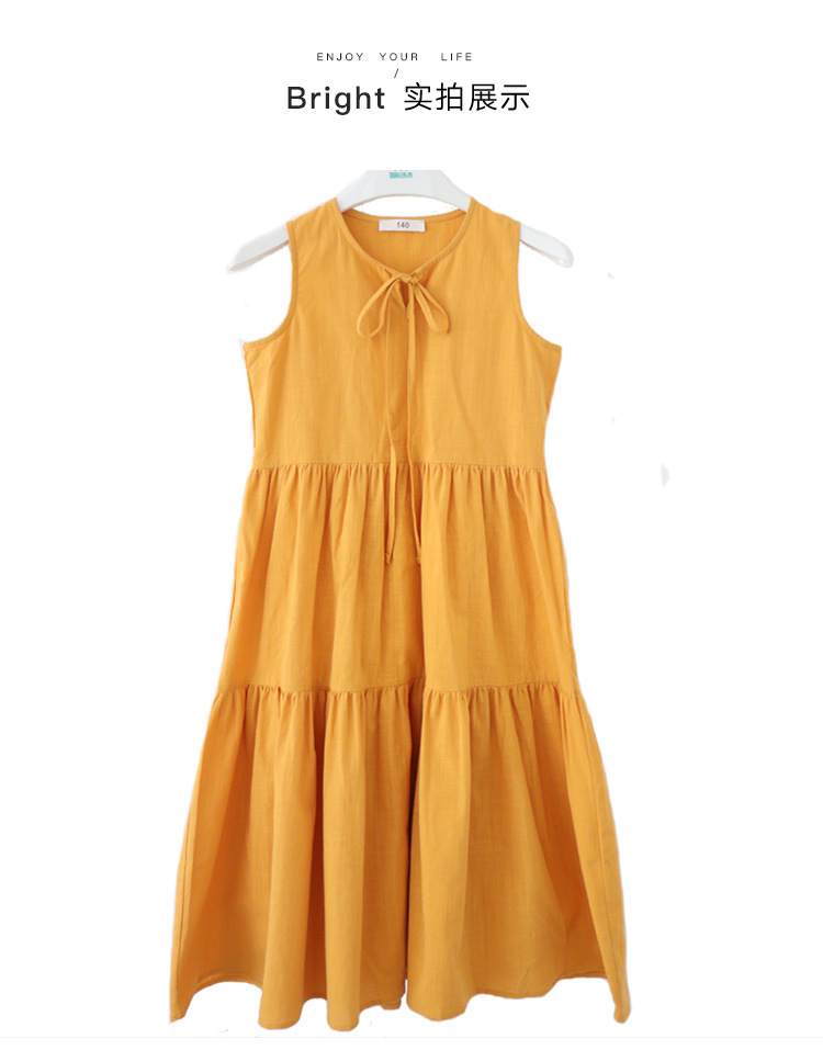 New candy-colored sleeveless vest dress for middle school girls in summer 2024, long beach dress for middle school children pic 22