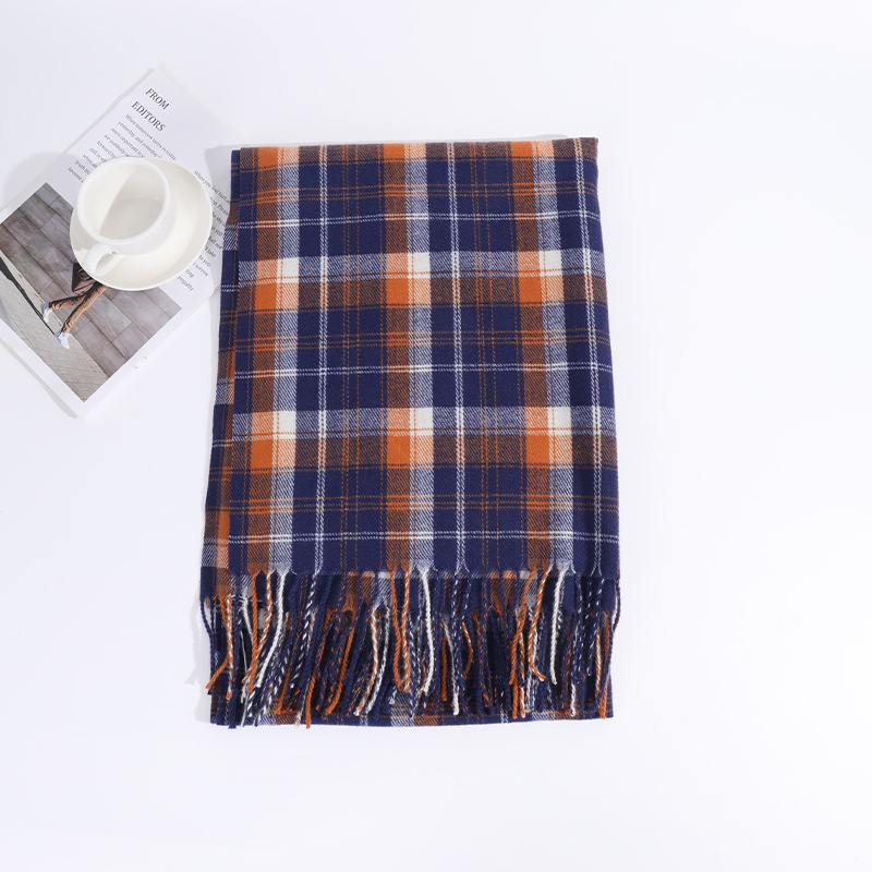 格子围巾女2023冬季新款百搭保暖刺毛仿羊绒流苏披肩围脖外贸批发详情22