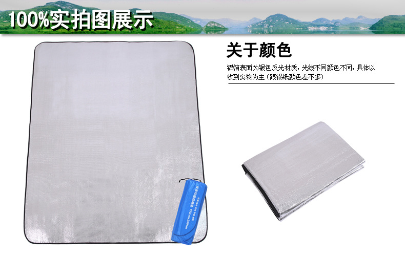 双面铝膜防潮垫 户外沙滩野餐垫 爬行垫 小额批发 铝箔地垫帐篷垫详情1