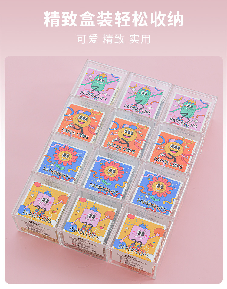 Creative cartoon box paperclip, 28mm metal paper clip, small binding, rose gold paperclip pic 8