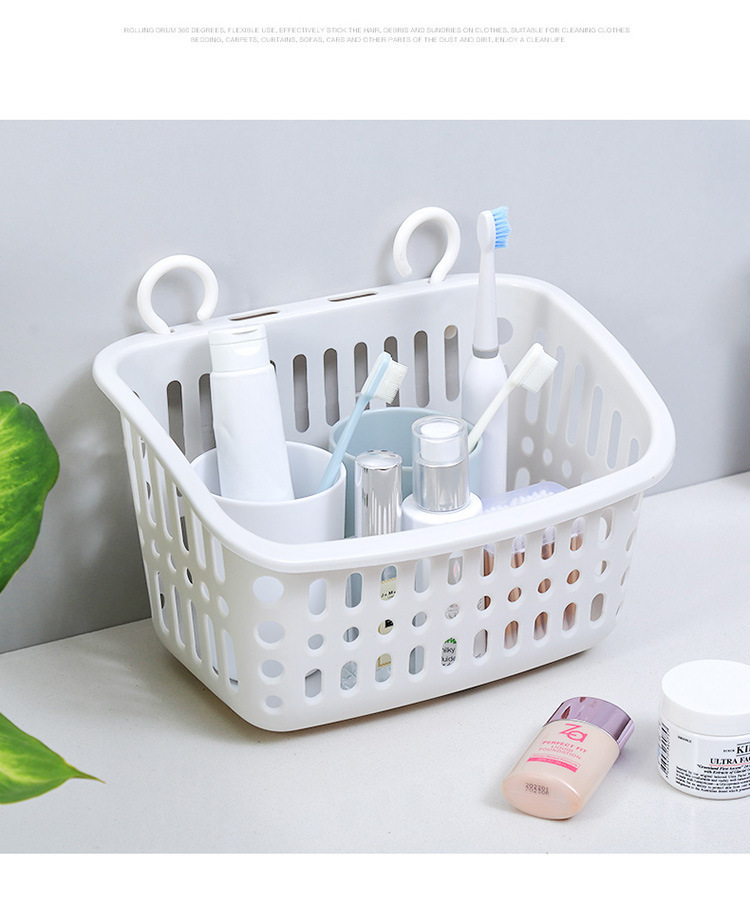 Wholesale of water-draining hanging storage baskets, bathroom storage baskets with hooks, small baskets, sundries storage baskets, and plastic baskets pic 9
