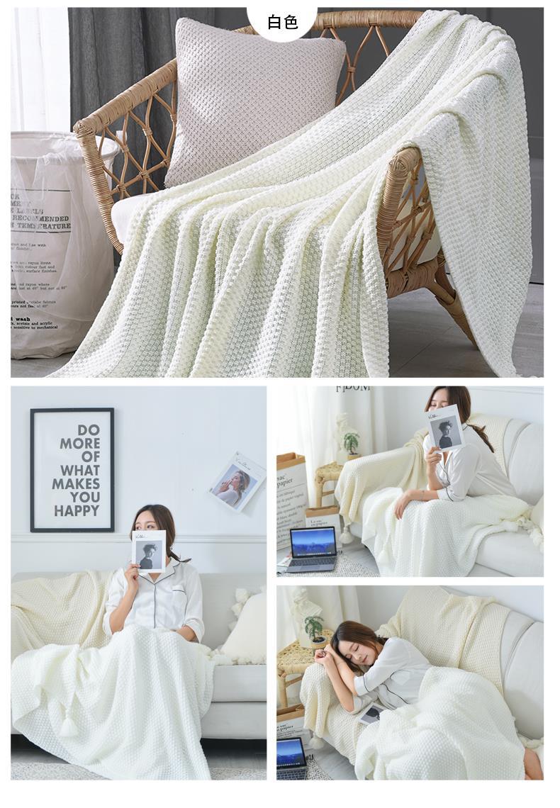 ins北欧风沙发盖毯办公室午睡毯子流苏针织球毛线休闲空调小毛毯详情20