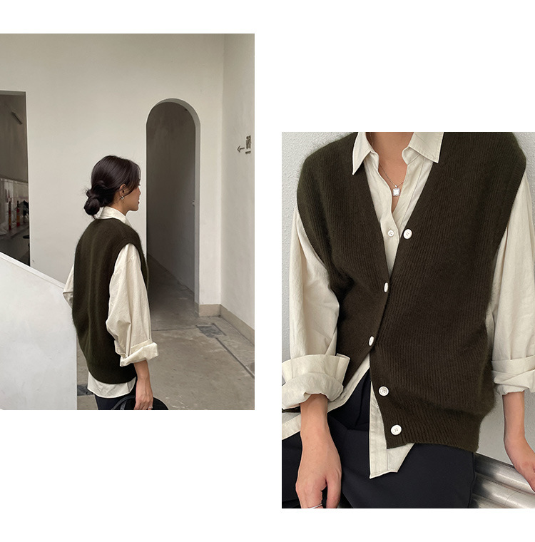 木兰时髦复古小马甲开衫女2023春季新款韩版简约针织上衣女 21507详情15