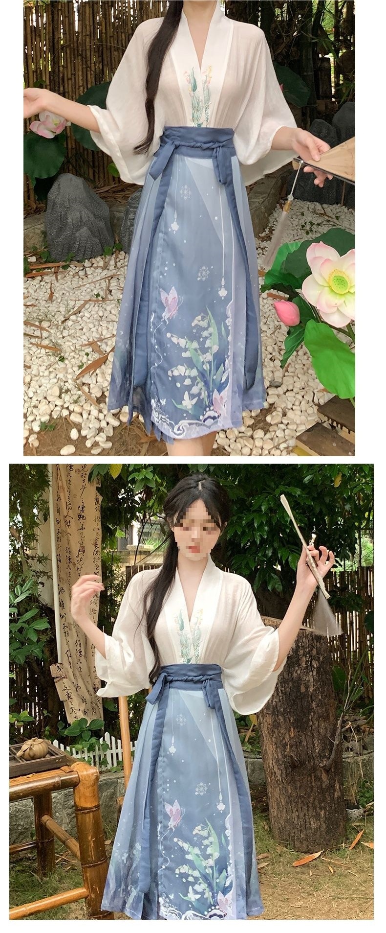国潮大码胖mm夏季设计感新中式国风复古改良汉服马面裙气质上衣两件套详情6