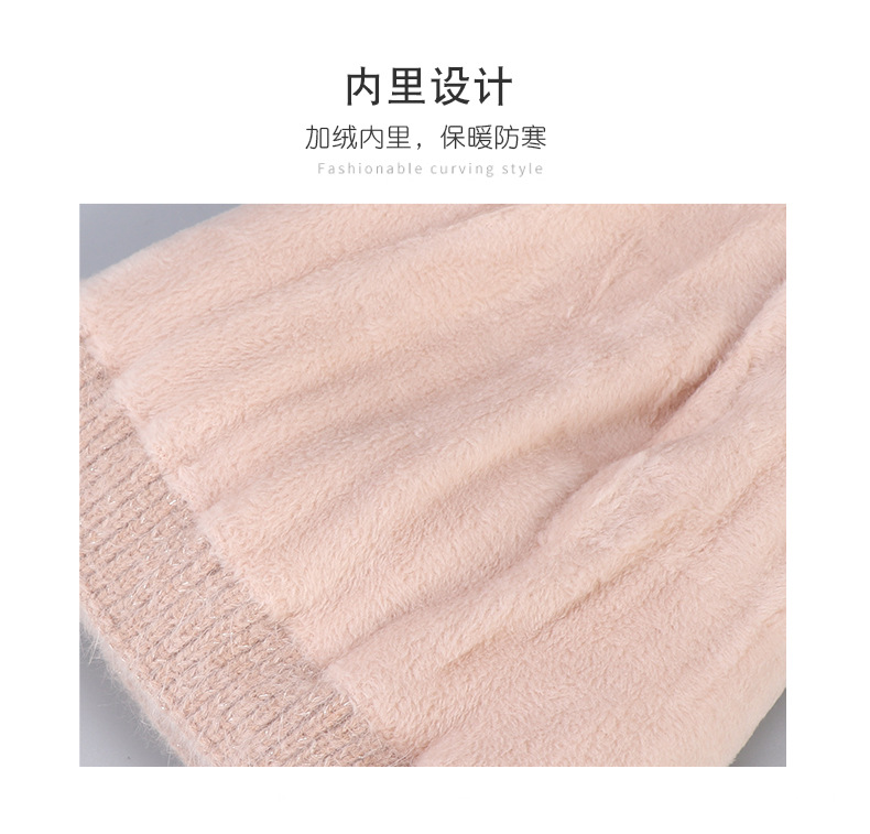 新款秋冬季针织毛球显脸小套头帽户外加绒保暖女甜美护耳毛线帽子详情7