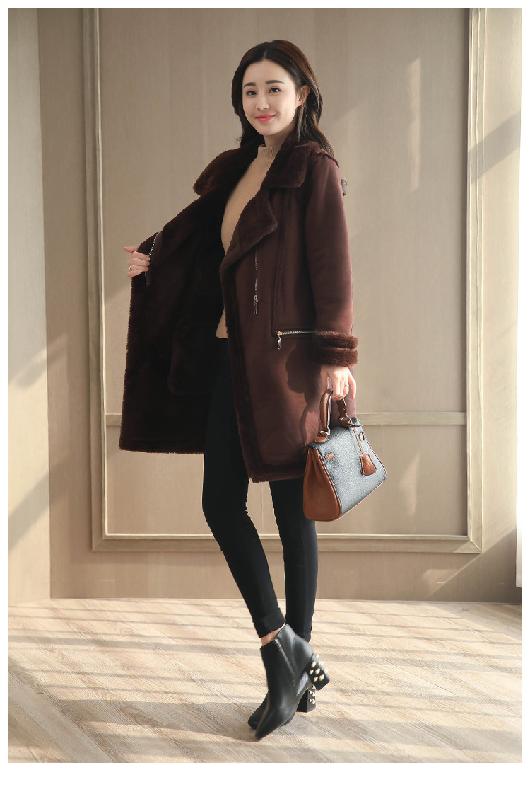New mid-length cotton-padded jackets for women in winter, with thickened cotton-padded clothes made of deerskin, lambskin and fleece pic 17