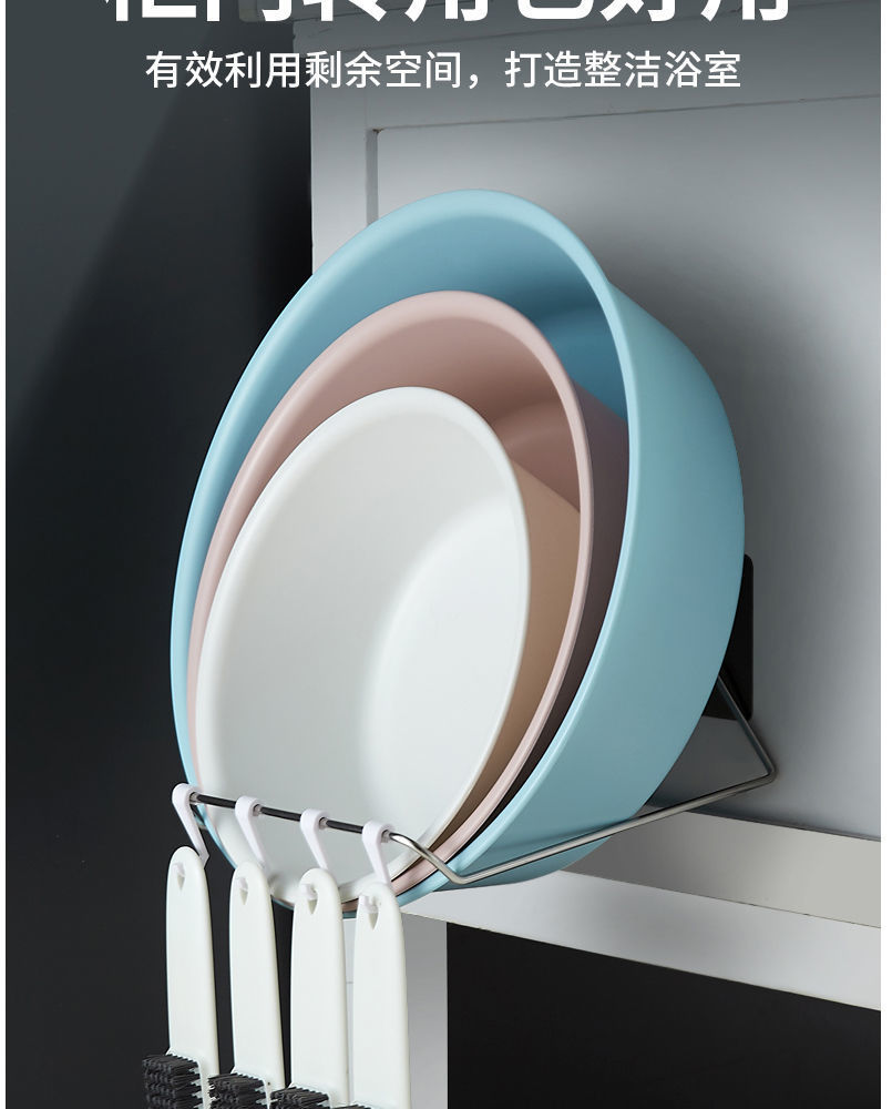 浴室厨房脸盆架阳台收纳架置物架沥水架锅盖洗菜篮挂钩壁挂免打孔详情9