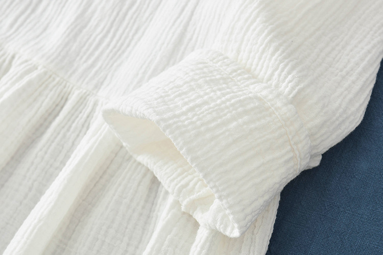 Spring and summer V-neck textured natural linen loose robe, double-layer large hem elegant long dress, retro fairy dress pic 10