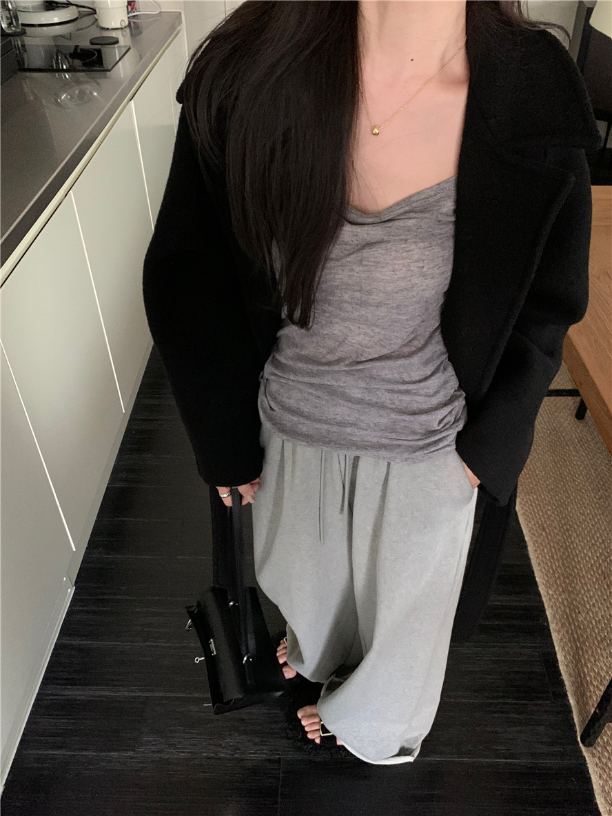 基础款纯色简约百搭舒适慵懒风薄款上衣U领打底衫内搭长袖t恤女详情17