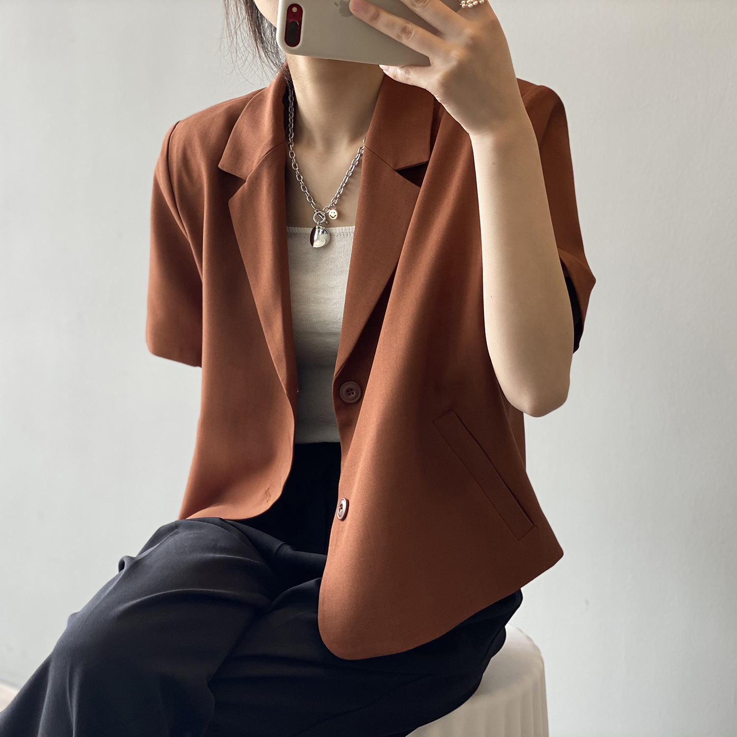Yanshuang Solid Color short-sleeved blazer for women 2022 Summer New Korean Style loose and elegant short jacket 80158 pic 28