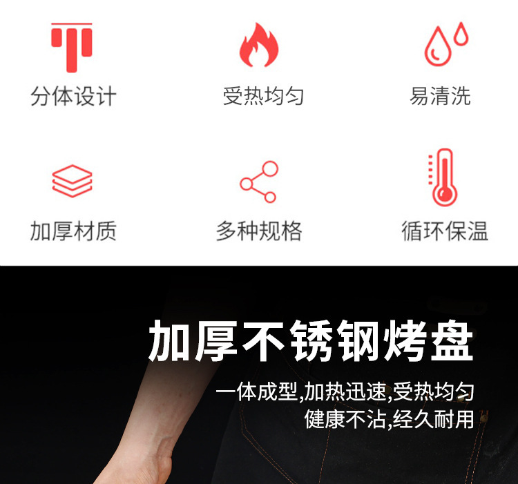 烤肉炉 不锈钢烧烤保温炉方形韩式热串炉酒精加热炭烤炉 保温炉详情2