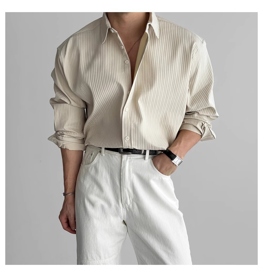 Black long-sleeved shirt for men, with a high-end vertical stripe texture, light mature style, inch shirt, versatile, no-iron casual business shirt pic 9