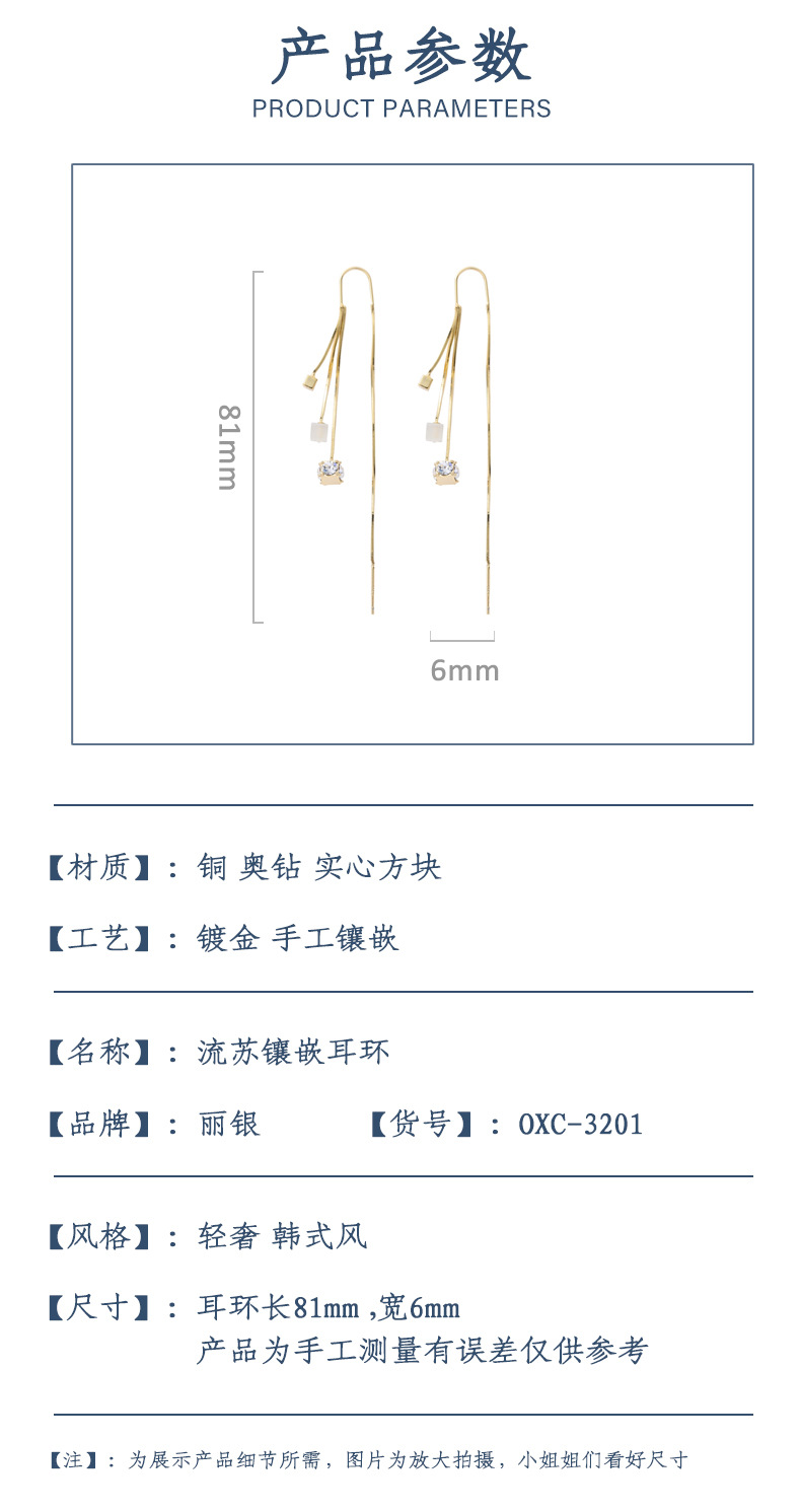 丽银来样定制源头工厂加工定制OEM\ODM流苏耳线猫眼气质耳环女 pic 2