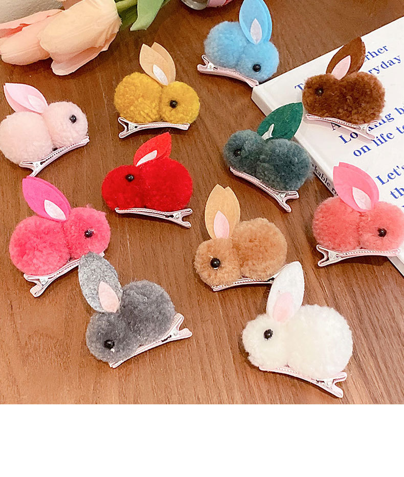 Children's hair clips, girls' cute and super adorable three-dimensional rabbit plush hair clips, girls' hair won't be damaged, autumn and winter bangs hair clips pic 22