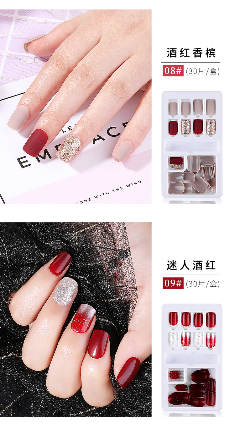 Finished nail care wearable nail patches 30-piece box set, detachable and reusable, artificial nail wearable patches, full nail patches, exclusively for export. Exclusively for export pic 12