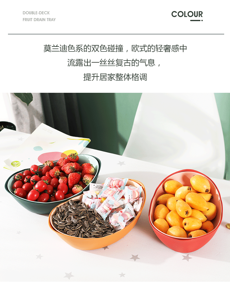 多功能元宝形沥水篮洗水果双层滴水箩高颜值糖果零食盘RS-400027详情5