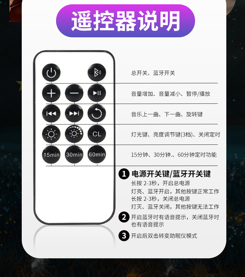 2023新款太空雪人星空投影灯家卧室氛围伴睡满天星儿童床头灯详情9