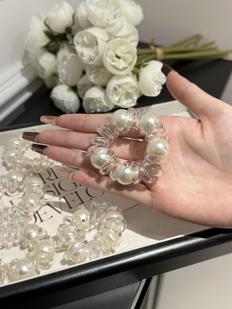 Korean version pearl telephone line hair tie, high-end style, hair tie, hair band, versatile hair band, ponytail hair tie, new hair accessory pic 5