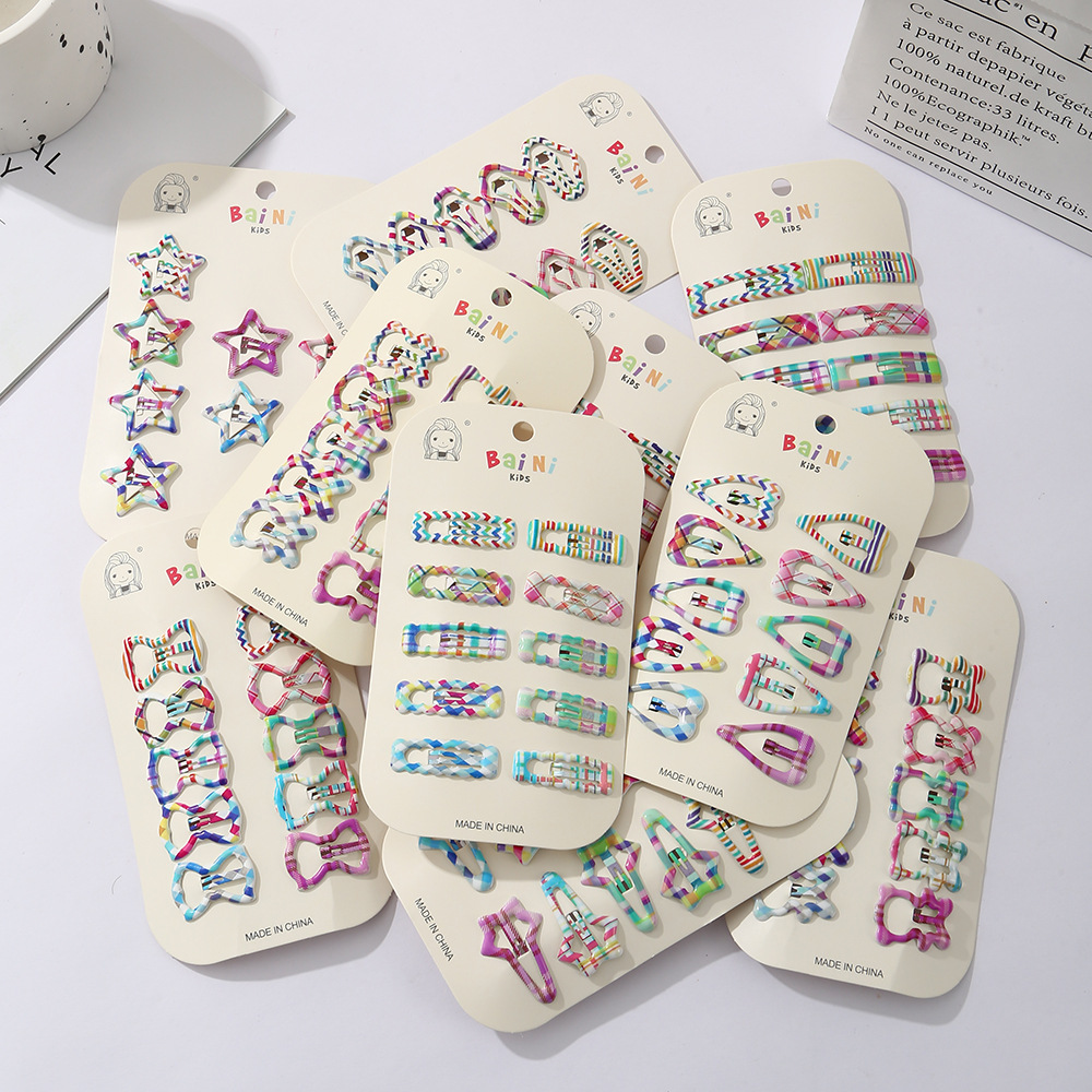 儿童发卡彩色系格纹异形bb夹女童发饰可爱宝宝刘海夹小女孩碎发夹详情1