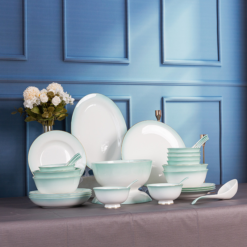 厂家碗碟家用全套陶瓷餐具套装中式骨瓷碗筷勺子公司礼品礼盒装详情3