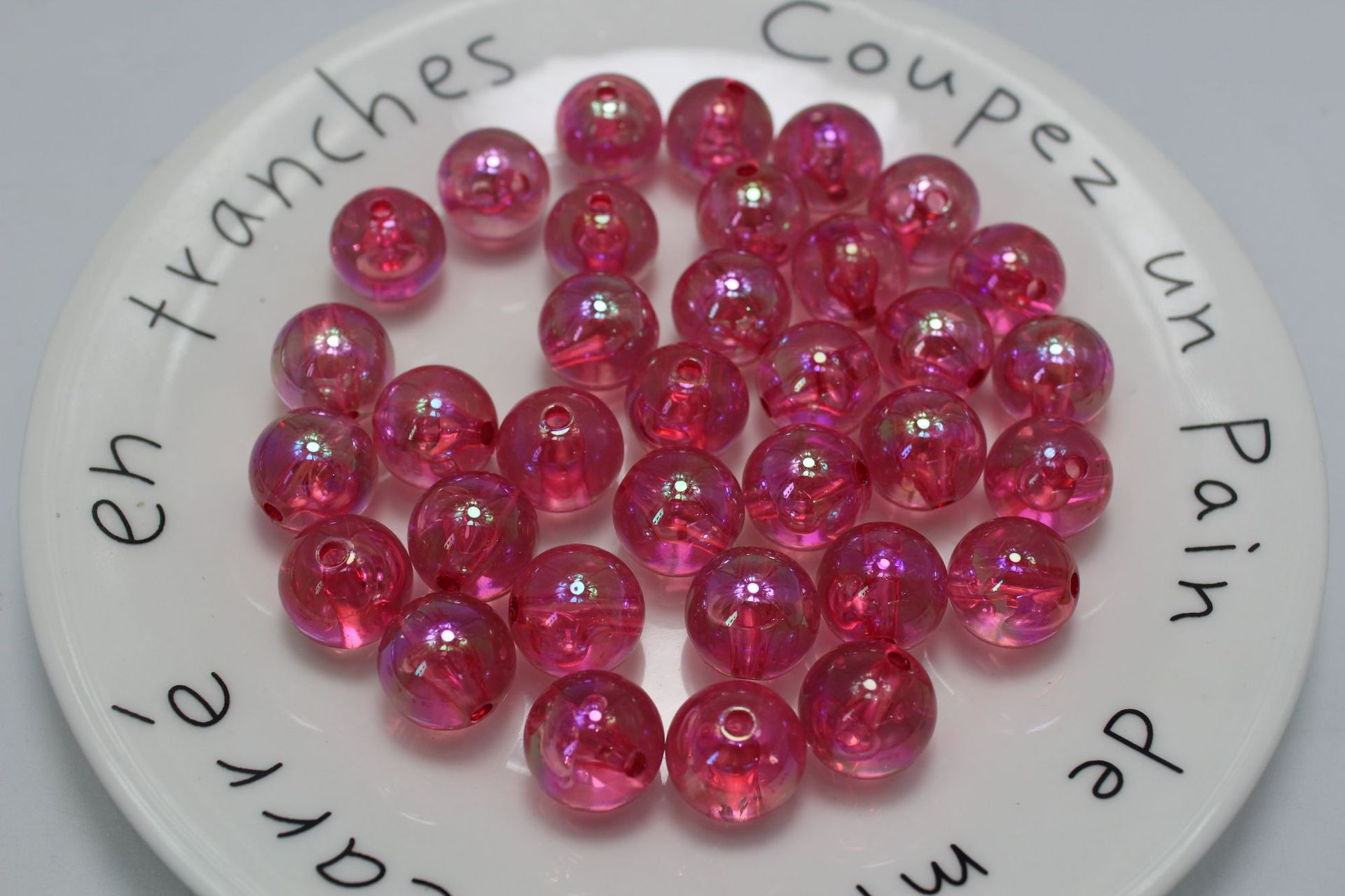 Acrylic through-hole round beads 16mm straight hole transparent UV-plated beads diy jewelry material, wholesale of string beads and loose beads pic 4