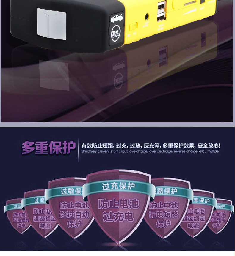 Car emergency start power supply charger, 12v car ignition backup battery, large-capacity rescue light pic 9