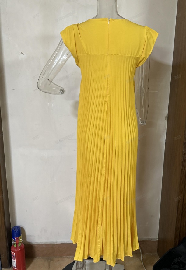 New Amazon cross-border European and American fashion round-neck sleeveless pleated dress for women in autumn and winter 2023 pic 4