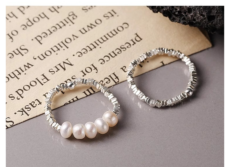 925通体纯银珍珠碎银子戒指女小众设计ins风个性小众设计感闭口指详情21