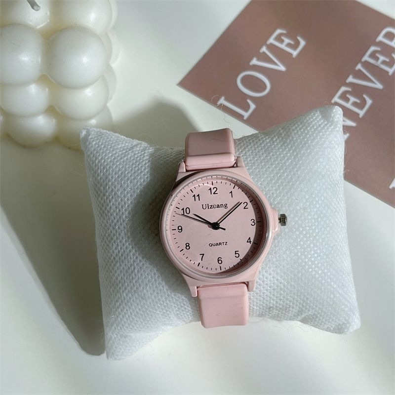 考试专用手表女高中学生指针式上课看时间青春校园验控显白奶茶色详情4