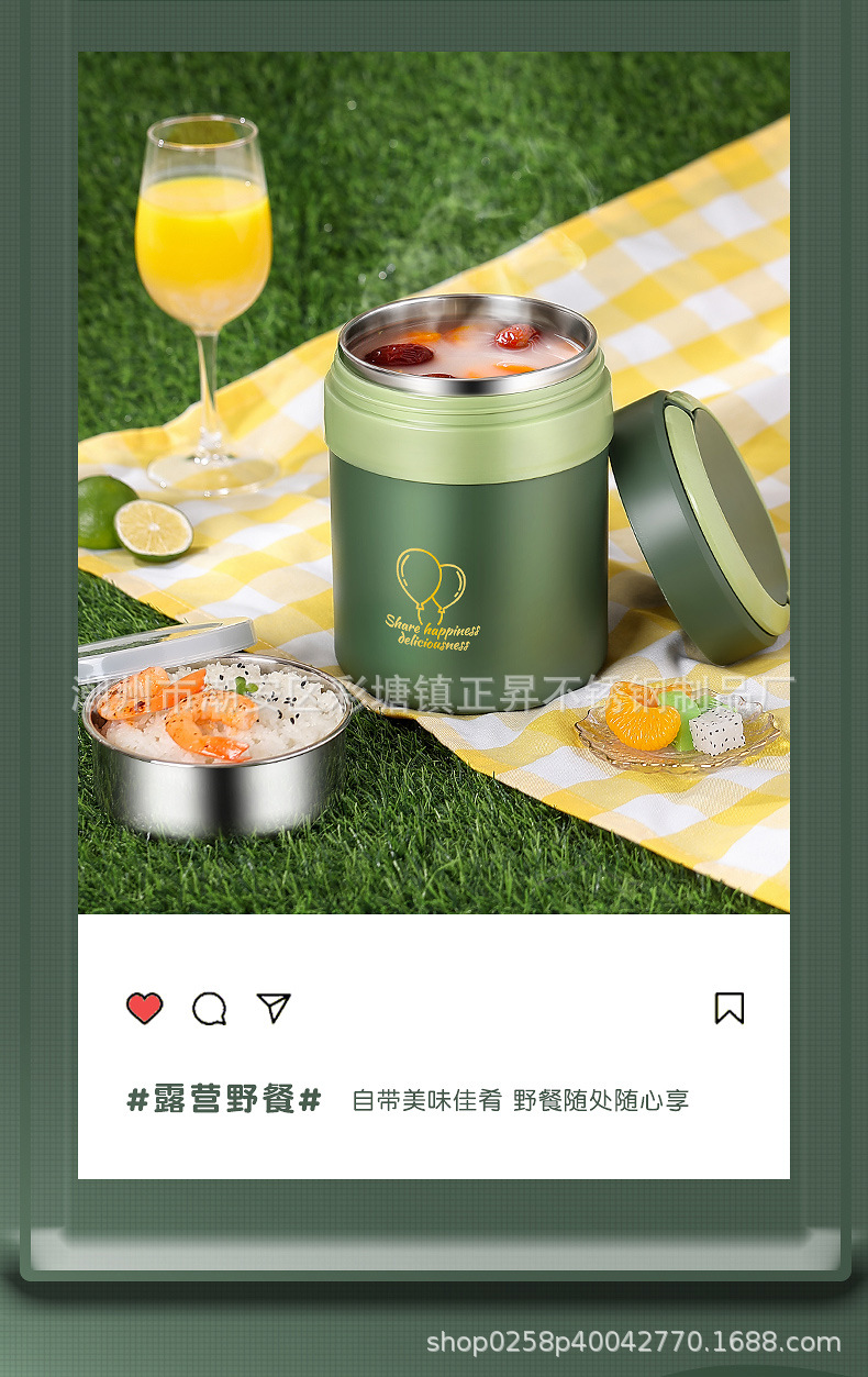 不锈钢304双层防溢保温提锅上班族便携保温饭盒学生手提便当盒详情17
