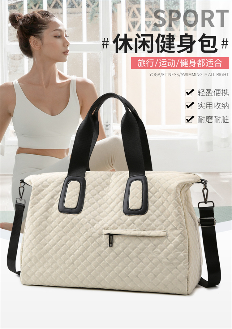旅游手提包女时运动健身包尚韩版菱格跨境出门短途大容量旅行包详情2