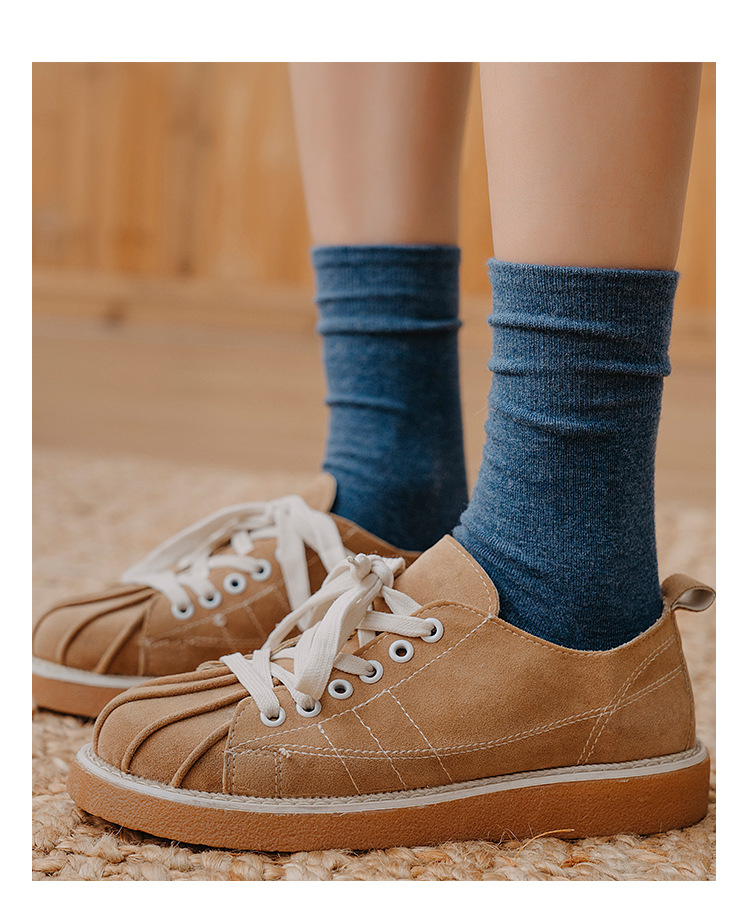 袜子女士秋冬新款纯色高筒袜堆堆袜潮流中筒袜女日系长袜女袜批发详情6