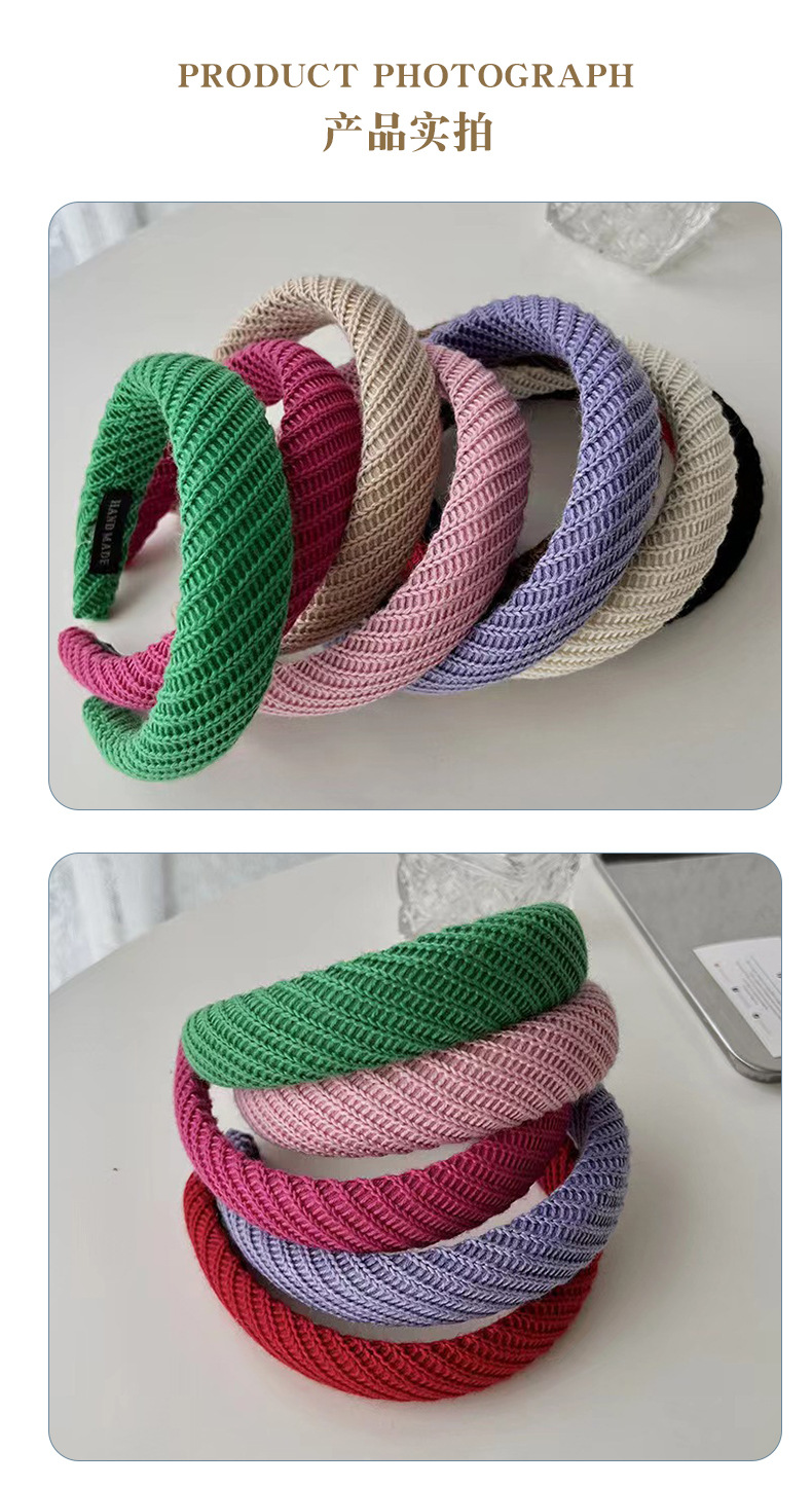 Wholesale of Korean autumn and winter retro candy-colored woolen high head top pressure hair bands, simple hair bands and pressure hair clips pic 6