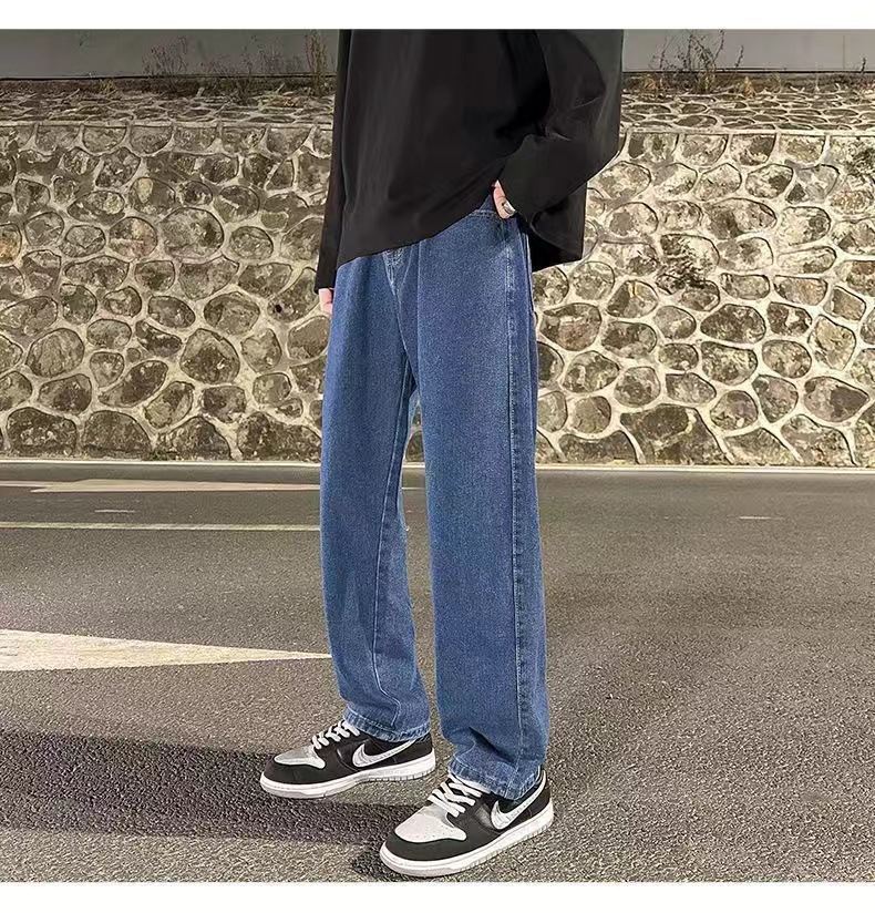 2024 New style blue jeans for men, loose straight-leg men's pants, autumn and winter casual pants for men, trendy men's style pic 12