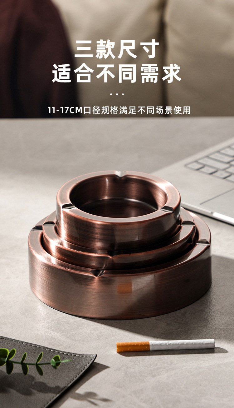 不锈钢烟灰缸加厚反边烟灰缸店餐厅烟碟网咖网吧圆形烟灰缸详情9
