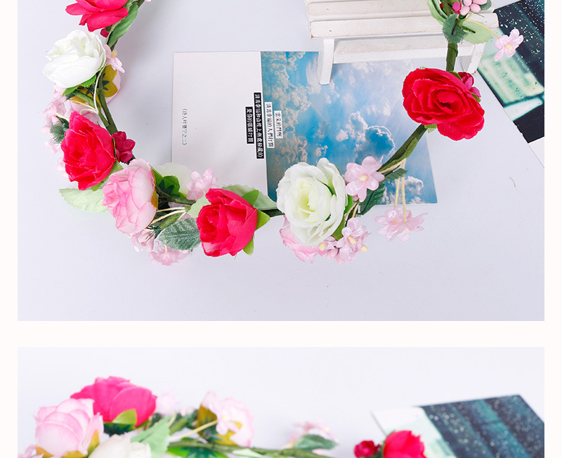 Xinyun Factory Direct sales of garland bride headwear, European and American Bohemian summer pink hair bands, Hawaiian headwear accessories pic 10