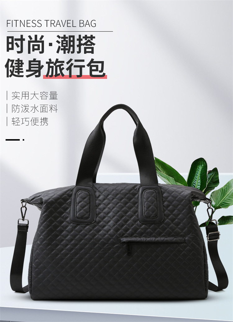 旅游手提包女时运动健身包尚韩版菱格跨境出门短途大容量旅行包详情1