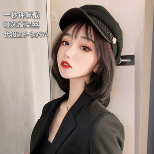 Wig wig, real human hair, natural and cute collarbone hair, Bob hairstyle, medium and long hair, wig head cover manufacturer wholesale pic 12