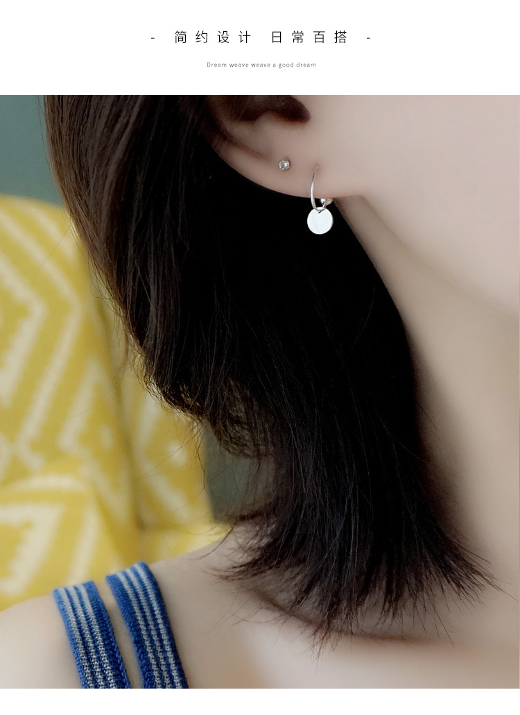 Ganjia Tongti S925 pure silver simple round piece earrings, elegant matte ear buckles, fashionable Hong Kong-style internet-famous ear rings pic 26