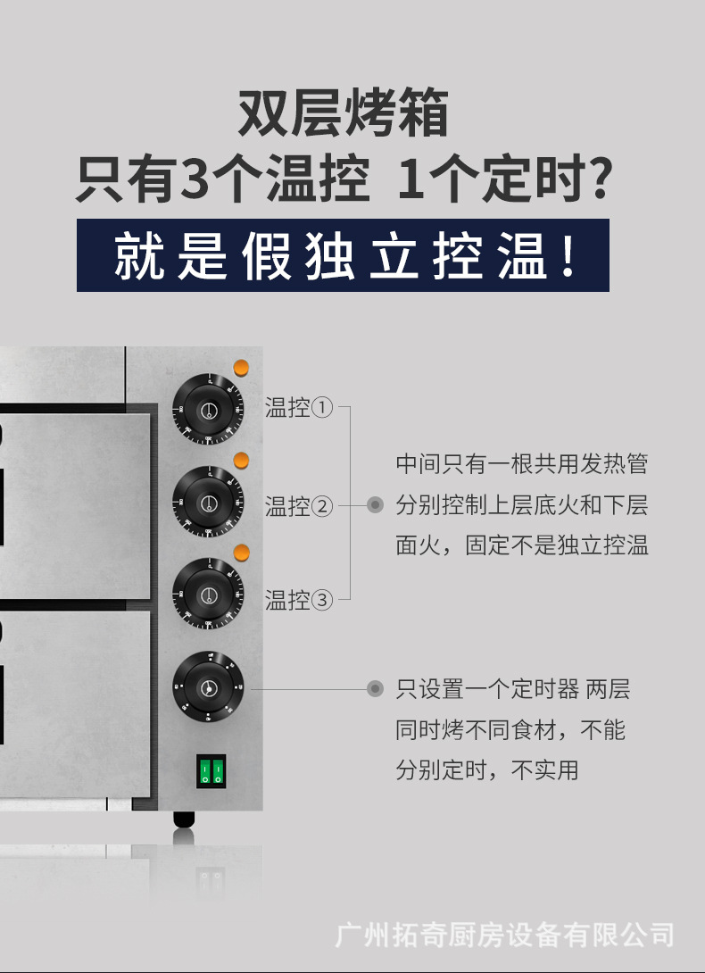Tuoqi electric oven is a commercial double-layer large-capacity oven for baking pizza, egg tarts and pancakes. It is a two-layer, two-tray oven pic 7