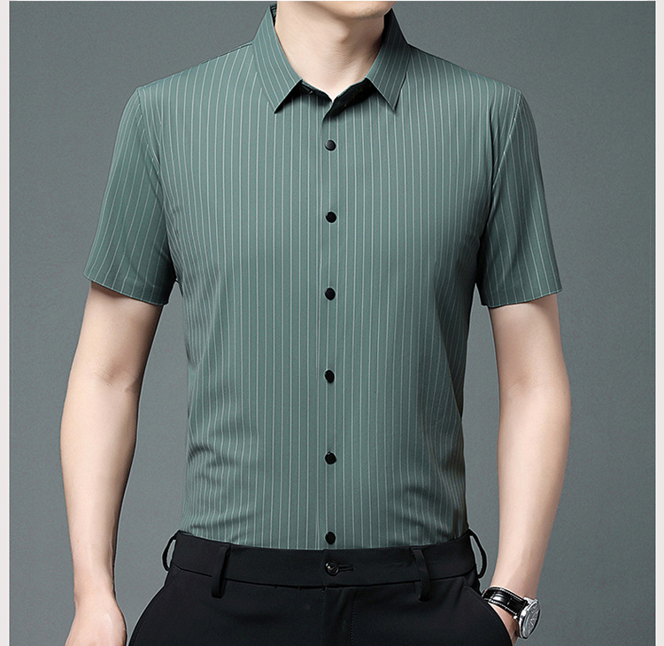 其力男装衬衫短袖男款2023夏季新款商务锦氨高弹力无痕寸衫t恤男详情15