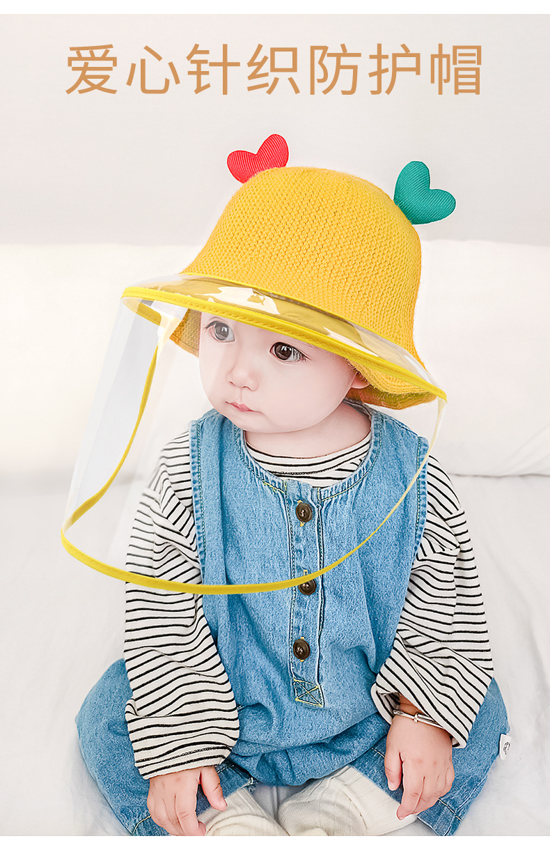 婴儿宝宝帽子防飞沫防护帽秋冬季毛线男童女童儿童隔离遮脸面罩冬详情2