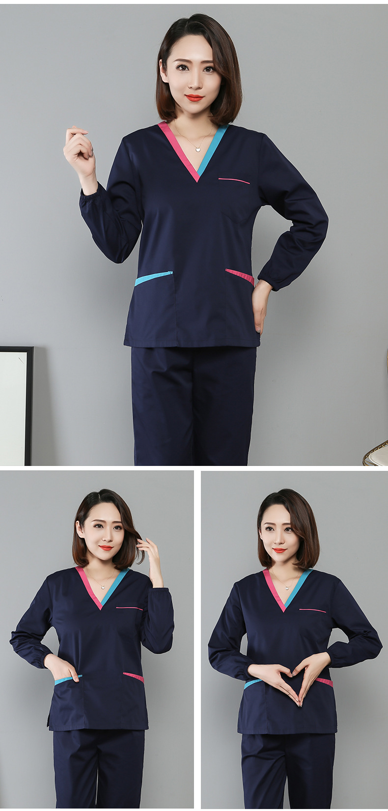 洗手衣短袖女涤棉手术衣美容院医生工作服男手术室刷手服速干套装详情8