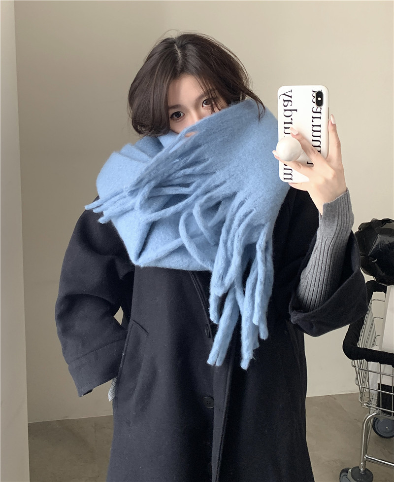 Solid color Korean-style thickened scarf for women 2022 new Korean-style winter scarf for men, versatile shawl scarf in pink pic 2