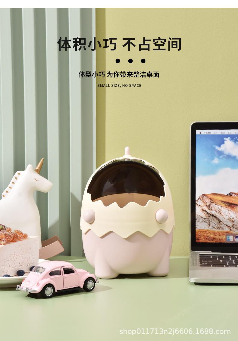 创意卡通恐龙桌面垃圾桶趣味学生儿童办公摆件杂物整理收纳桶详情6