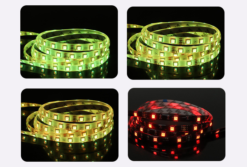 Hot-selling 5050RGB-2835RGB light strip 5M set, 54 light beads, color-changing light strip, decorative LED flowing light strip pic 7